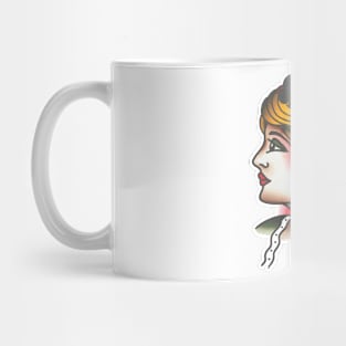 Lady Face with Aces Tattoo Design Mug